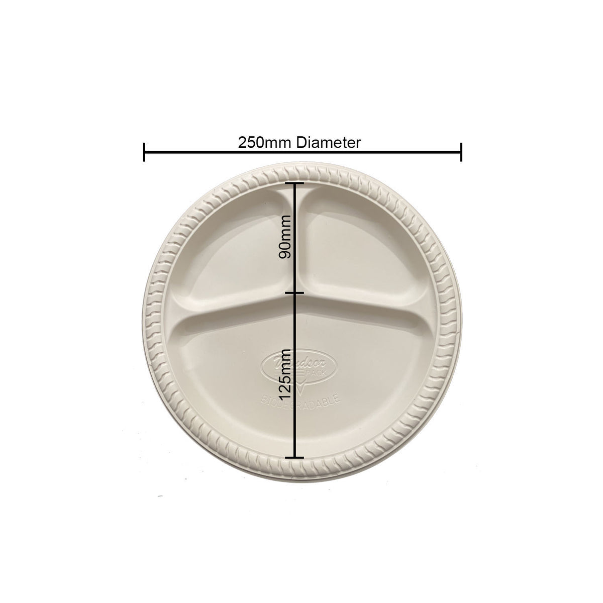 3 Compartment Cornstarch Round Plate