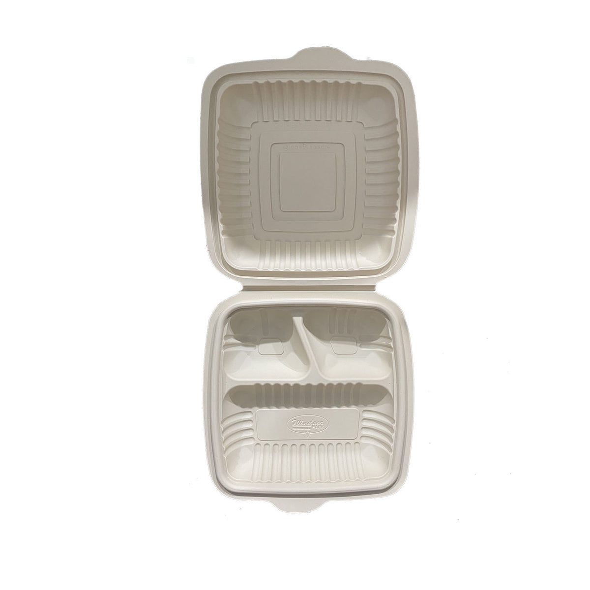 3 Compartment 600ml Cornstarch Clamshell Box