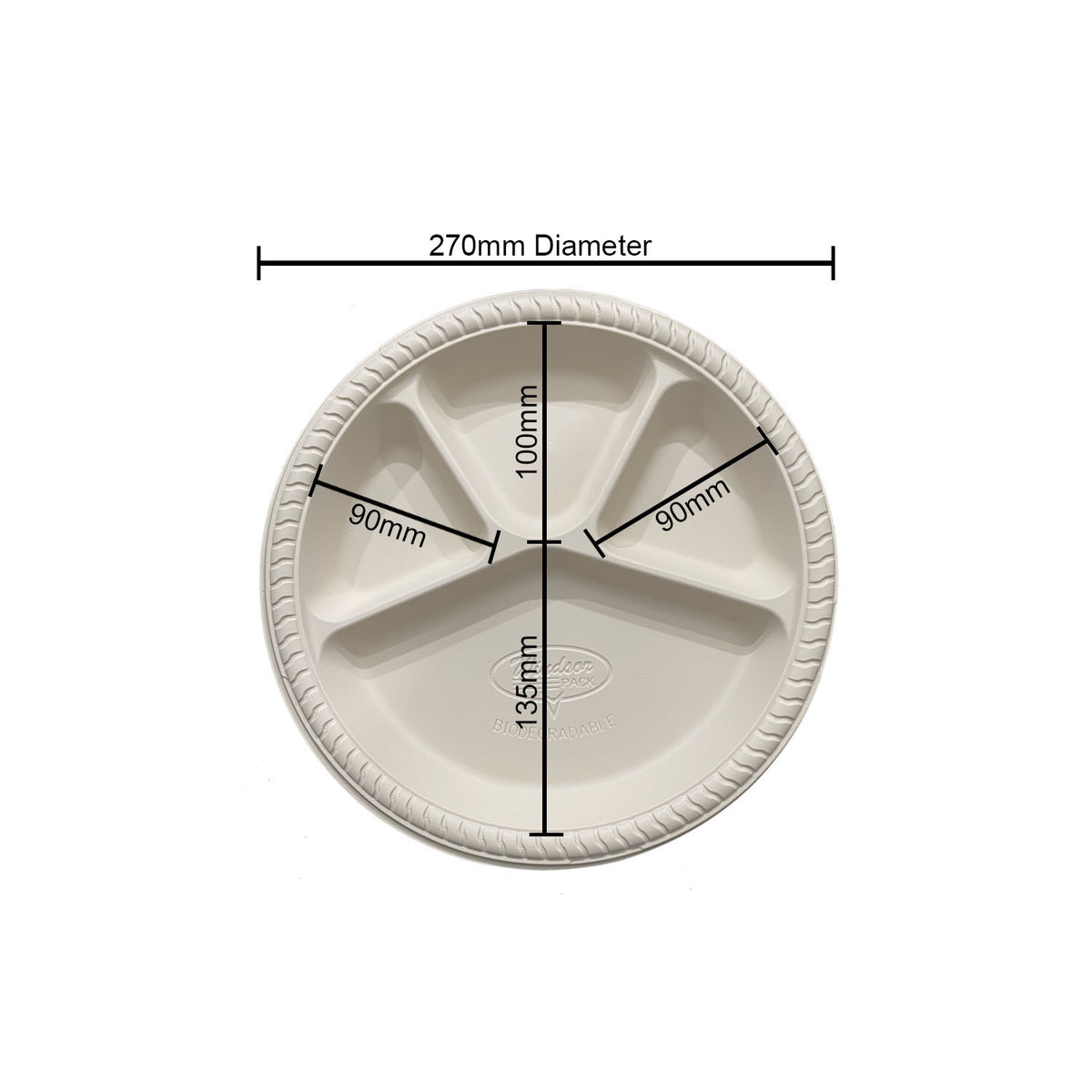 4 Compartment Cornstarch Round Plate