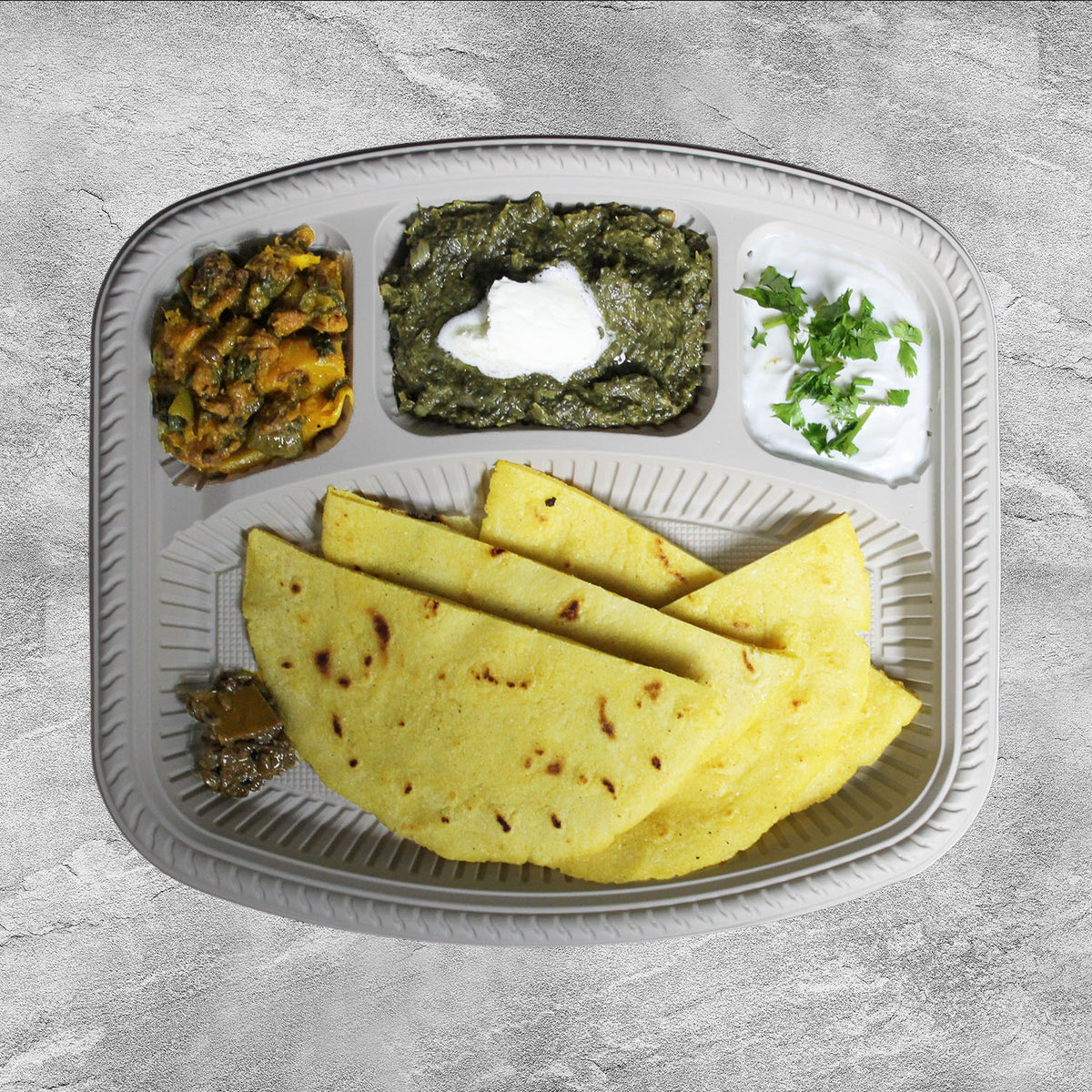 4 Compartment Cornstarch Square Plate