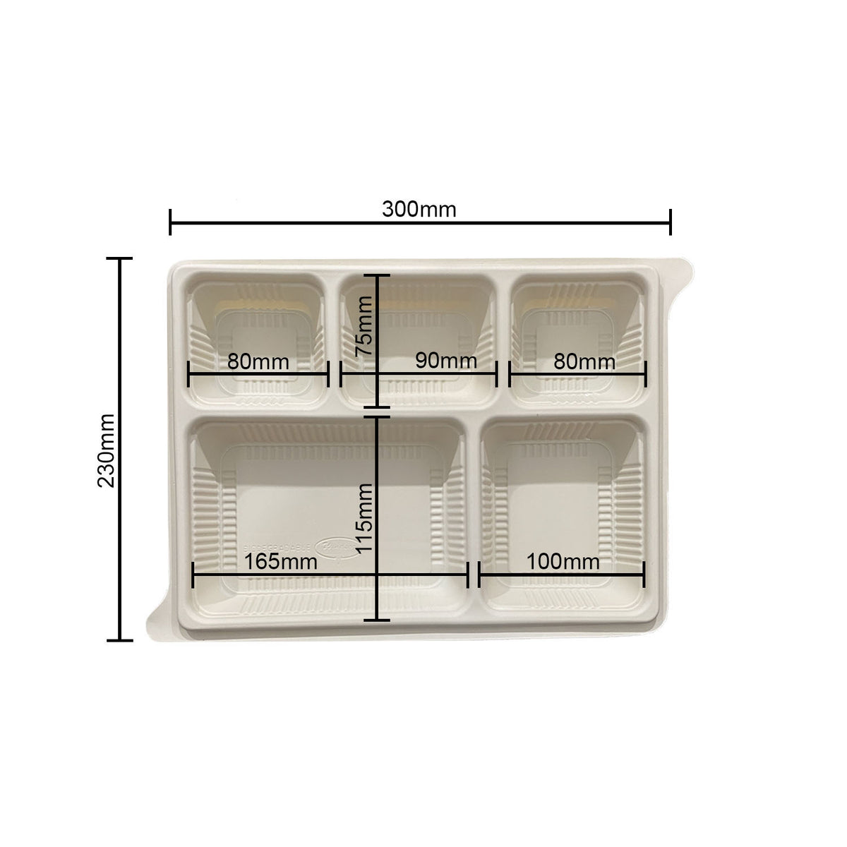 5 Compartment Cornstarch Container with Lid
