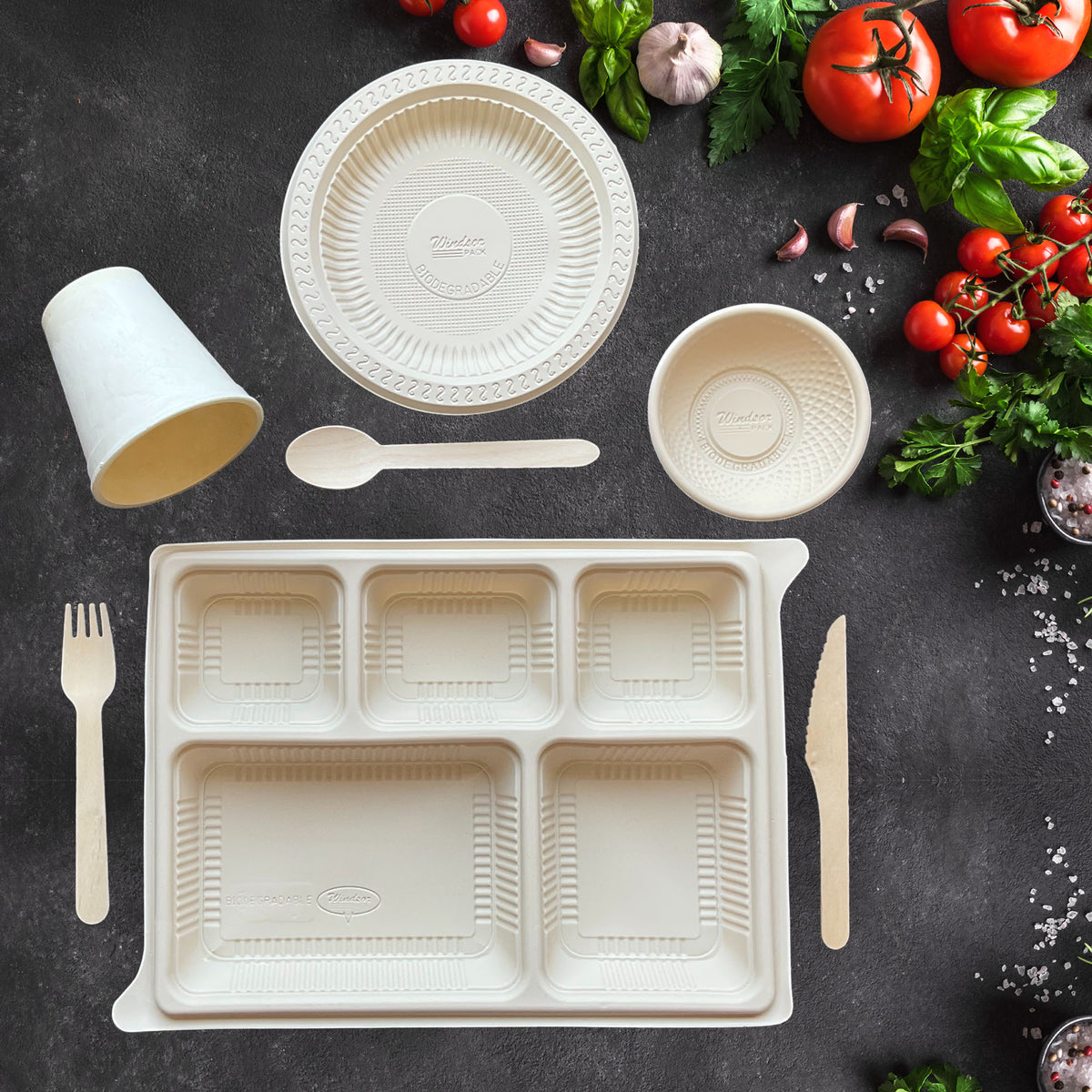 Cornstarch Compartment Picnic Pack 1 (350 Pieces)