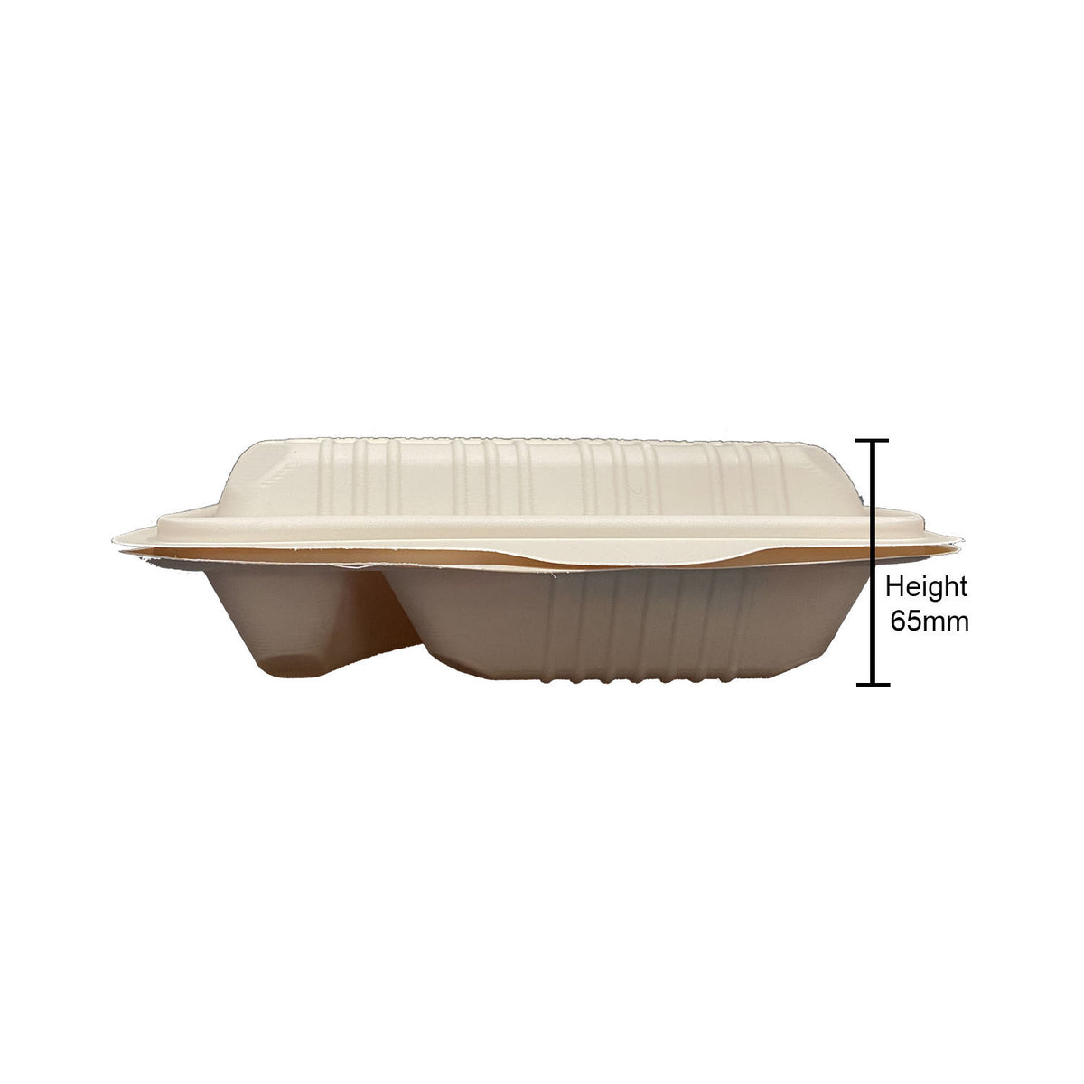 2 Compartment 600ml Cornstarch Clamshell Box