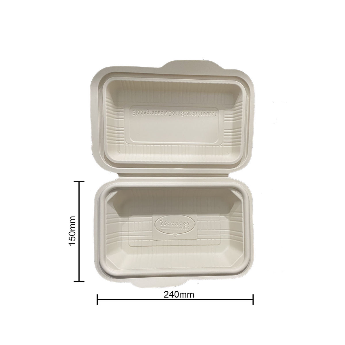 750ml Cornstarch Clamshell Box